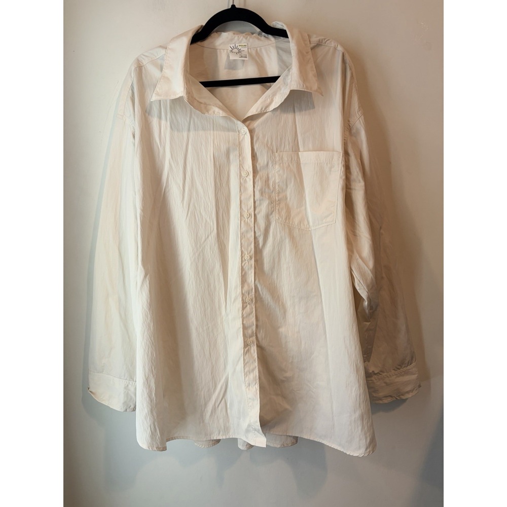OFFLINE by Aerie Women's XXL White Button Up Nylon Shirt Oversized Lightweight